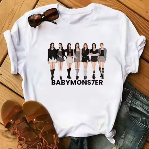 BabyMonster World Tour 2025 Sweatshirt Hello Monsters KPOP Fan Tshirt Women Cotton Casual Fashion Te
