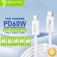 BAVIN CB325 60W USB C Cable Type C Data Cord PD Fast Charging For iPh 16 Series & Laptop Charging