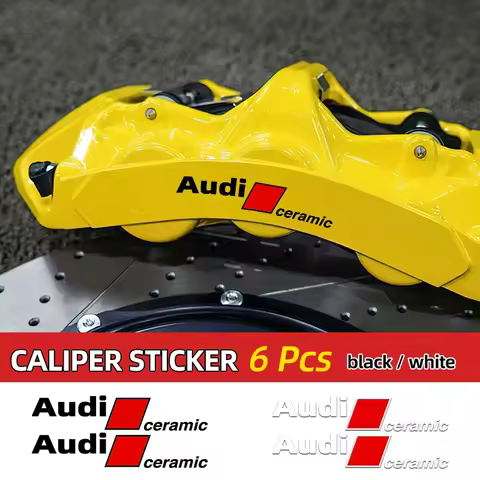 6pc Car Goods Brake Caliper Sticker Heat Resistant Decals for Audi ceramic A3 A4 B5 B6 A3 8P 8V 8L A