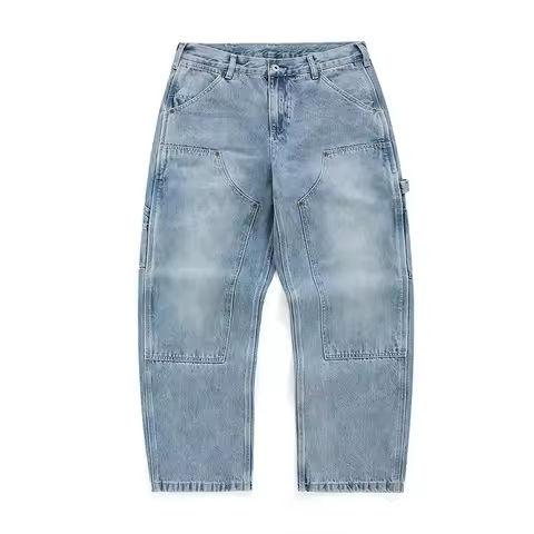 2026 Spring Japanese American Vintage B01 100% Cotton Washed Pants Monkey Fist Double-Knee Cleanfit 