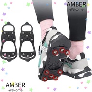 AMBER 1 Pair Ice Gripper Spike, 5/8 Teeth Anti-Slip Shoes Crampons,  Universal Spike Spike Grips Cle