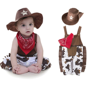 Halloween Baby Costume Cowboy Sheriff Fancy Party Rompers Hat Scarf Cool Infant Baby Clothes Outfit