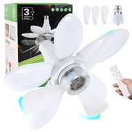 Ceiling Light with Fans Foldable 5 LED Lamp 3 Blade Ceiling Fan with Remote 4 Wind Speed