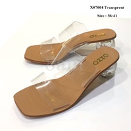 [ส่งเร็วพิเศษ!] 8am รองเท้าส้นแก้วกลมใส ด้านหน้าคาดพลาสติก2ชิ้น ใส่นิ่มใส่สบาย ดูหรูหรา X07004