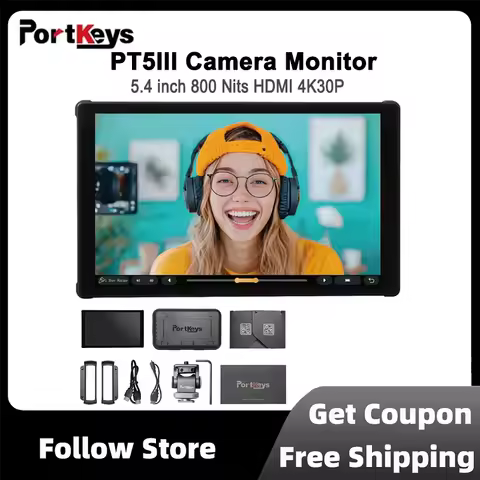 Portkeys PT5III Camera Monitor Built-in Color Mixer 800nit High Brightness 4k 5.4-inch Touch Screen 