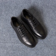 High-quality men's office shoes, men's leather lace-up shoes GT408 with 3cm height increase in black