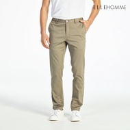 ELLE HOMME Slim Fit Chino Pants EH Logo Embroidery Khaki Color W8L275