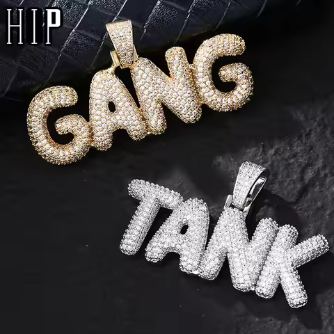 Hip Hop Bubble Letters CZ Custom Name Iced Out Necklaces Cubic Zirconia For Men Women Jewelry
