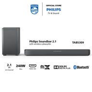 Philips TAB5309 2.1ch Soundbar with Dolby Digital Plus | DTS Virtual X | 240 Watts | Bluetooth 5.4 | Wireless Subwoofer | Wireless Streaming