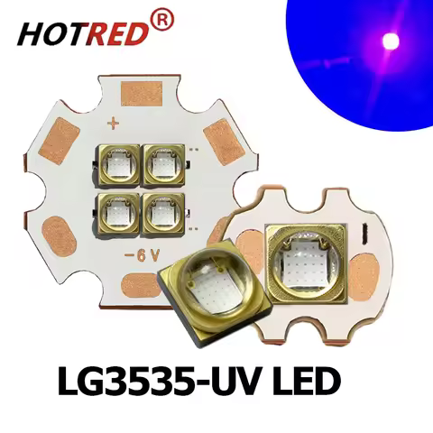 High Power UV LED 3535 LG 3W 3V 3.7V 10W 12W 6V/12V Vertical Quartz Chip Bead Focus 60Degree 365/385