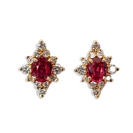 [New] K18 Ruby Diamond Earrings [i8-3]