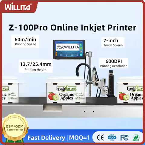 Willita Industrial Online TIJ Inkjet Printer 7 Inch Touch Screen Online Automatic Date Coders Suppor
