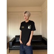 38633COD [/Recommended] Heavy 230g Double Yarn Pure Cotton Combed Tight E Letter Printed Short-Sleev