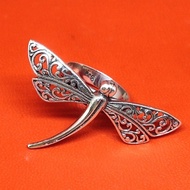 Cincin Ring Perak Silver Bali 925 Ukir Capung Dragonfly Panjang Pria