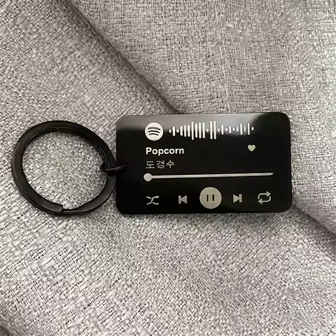 Custom Scannable Spotify Song Code Keychain Black Stainless Steel Fadeless Music Singer Blessings Pe