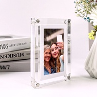 【8+8MM】Clear Acrylic Picture Holder Magnetic 6R/8R/10R/12R Portable Acrylic Photo Frame Table Decora