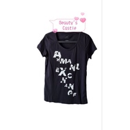 Armani Exchange AX USA Women's Summer Fashion Logo Short Sleeve T-Shirt Round Neck Round Neck