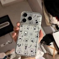 Black and white Doodle short pen for 16 iPhone cases 17Air Space Case 14 13 11Pro
