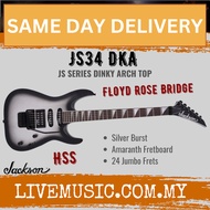 Jackson JS Series Dinky Arch Top JS34 DKA Electric Guitar, Amaranth FB, Silver Burst