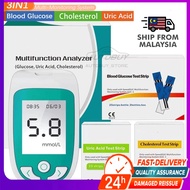 🔥 3 IN 1 Cholesterol Blood Glucose Meter cholesterol test kitUric acid Diabetes Gout Blood Sugar Meter with Test Strips