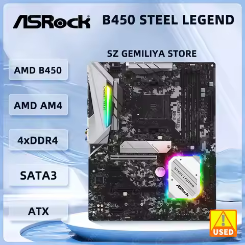 ASROCK B450 Motherboard B450 Steel Legend Socket AM4 DDR4 64GB support 5900 5600 1400 4700 4300 3500