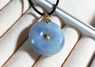 18K金鑽石台冰種紫蘿蘭翡翠A貨緬甸玉皇冠平安扣