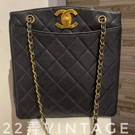22弄 Chanel vintage 老香 荔枝皮 黑金 大logo 貝嫂包 肩背包 托特包 琴譜包 購物包