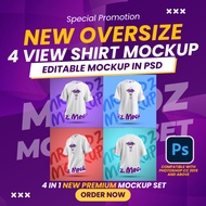 TRENDING MOCKUP 4 in 1 Oversize Tshirt and Fashion PSD Mockup set, 3D Tshirt Mockup | Drop Shoulder