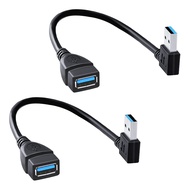 SuperSpeed USB 3.0 Male to Female Extension Data Cable Left and Right Angle 2PCS (20CM,8IN)