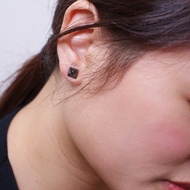 【情侶裝】14K玫瑰金+黑鋼鑽石形耳環 | 福袋限定10套