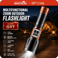 Warsun G97 multi-function zoom flashlight with side light rechargeable 7 modes outdoor night travel
