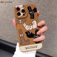 For Vivo V11i V7+ V7 V5 Plus V5 Lite V5s X30 X27 Pro X23 X21 UD Phone Case Funny Rabbit Bunny Creative Cute Cartoon Matte Frosted Brown Simple Soft Silicone Casing Cases Case Cover