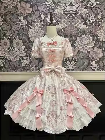 - FLower in the Mirror - Old-School Lolita Bodice & SK Set, Short-Sleeved OP by Mengfuzi PRE ORDER /