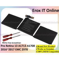 Pro 13" A1708 Late 2016 MID 2017 EMC3164 EMC3167 EMC2978 A1713 Laptop Battery