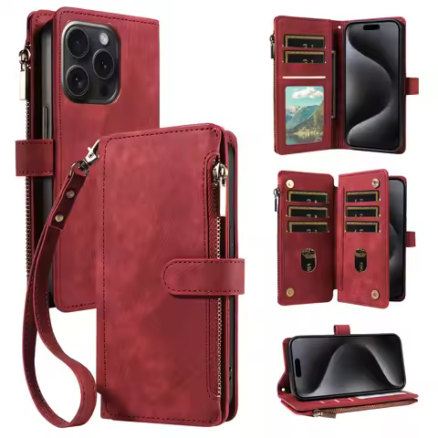 PU Leather Phone Case for Samsung GalaxyZ Fold 3 Z Fold 4 Z Fold 5 Z Fold 6 Lanyard & Stand Multi-ca