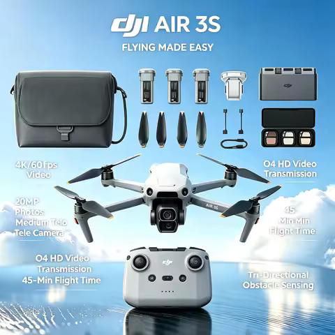 DJI Air 3S Fly More Combo (RC-N3), Drone with 1" CMOS Wide-Angle & Medium Tele Camera, 4K/60fps HDR 
