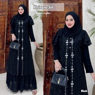 Gaun Brukat Premium Terbaru 2025/Gamis Keyna Set Bahan Ceruty Babydol Full Furing Mix Outer Brukat A