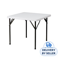 HOUZE 86cm HDPE Folding Table with Black Legs - White