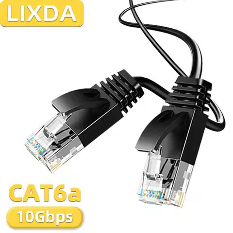 1m 5m 10m 30m Cat6A Ultra Slim Round Ethernet Cable Black High-Speed Gigabit RJ45 LAN Patch Cord for