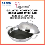 LA GOURMET GALATIC HONEYCOMB WOK 36CM WITH STAINLESS STEEL COVER 蜂窝锅 NON STICK WOK