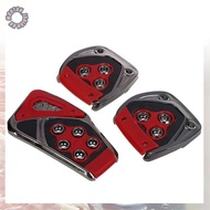 [VNG3]Red Black Nonslip Pedal Pad Cover 3 Pcs for MT Auto Car