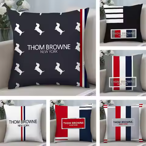 Hot T_Thom Brand B-Browne Pillow Case Plush Fabric Soft Colorfast Double Sided Print Short Plush Hom