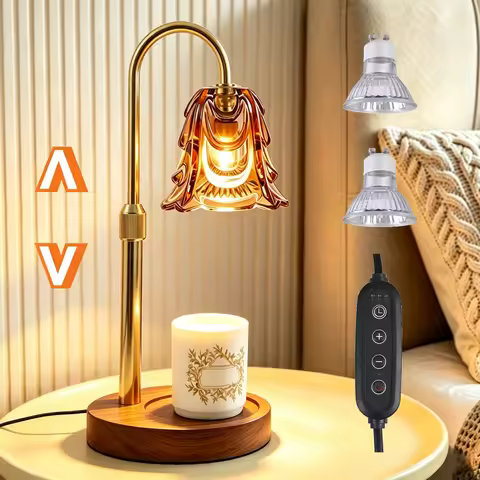 Candle Warmer Lamp with Timer & Dimmer Adjustable Height Elegant Flower Vintage Safe Home Decor AU/E