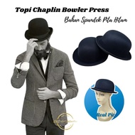 Chaplin Bowler Hat Black Ribbon Spandex Material Round Fedora Hat