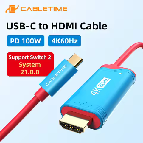 CABLETIME 4K60Hz Type C to HDMI Cable PD 100W USB C to HDMI Cable Adapter Prefect Nintendo Switch 2/