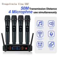 Professional Wireless Microphone System 4 Channel Handheld Karaoke Microphone for Home Party Church 