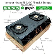 Kompor Hitam RI-522C RI 522 C Rinnai 2 Tungku Kompor Gas Rinai RI 522C