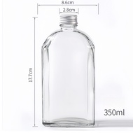 350/500mL Glass Cups Portable Beverage Flat Wine Bottle Coffee Pearl Milk Tea Juice Bar Afternoon Te
