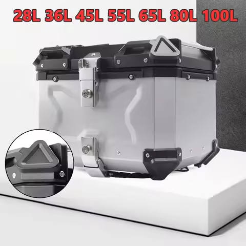 Aluminum Motorcycle Tail Box With Safety Lock 28L 36L 45L 55L 65L 80L Moto Top Case Quick Release Re