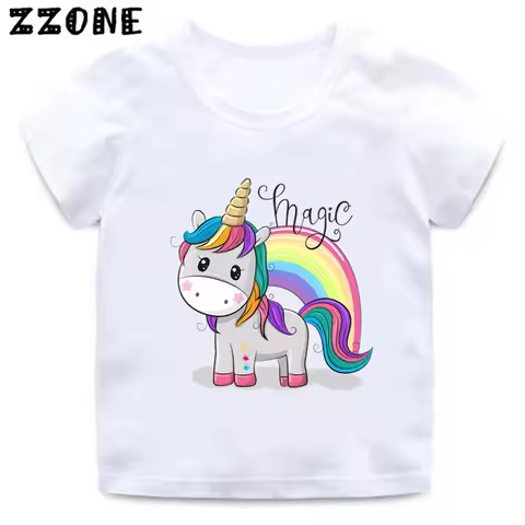 Kids Funny T-Shirts Cute Unicorn Cartoon Graphic Girls Clothes Summer Baby Boys Short Sleeve T shirt
